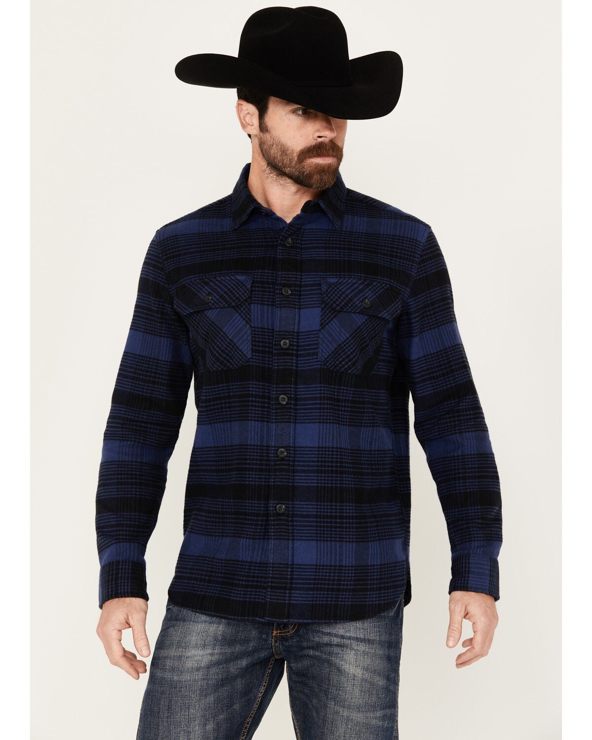 Pendleton Men's Burnside Plaid Print Long Sleeve Button-Down Flannel Shirt, Black, hi-res