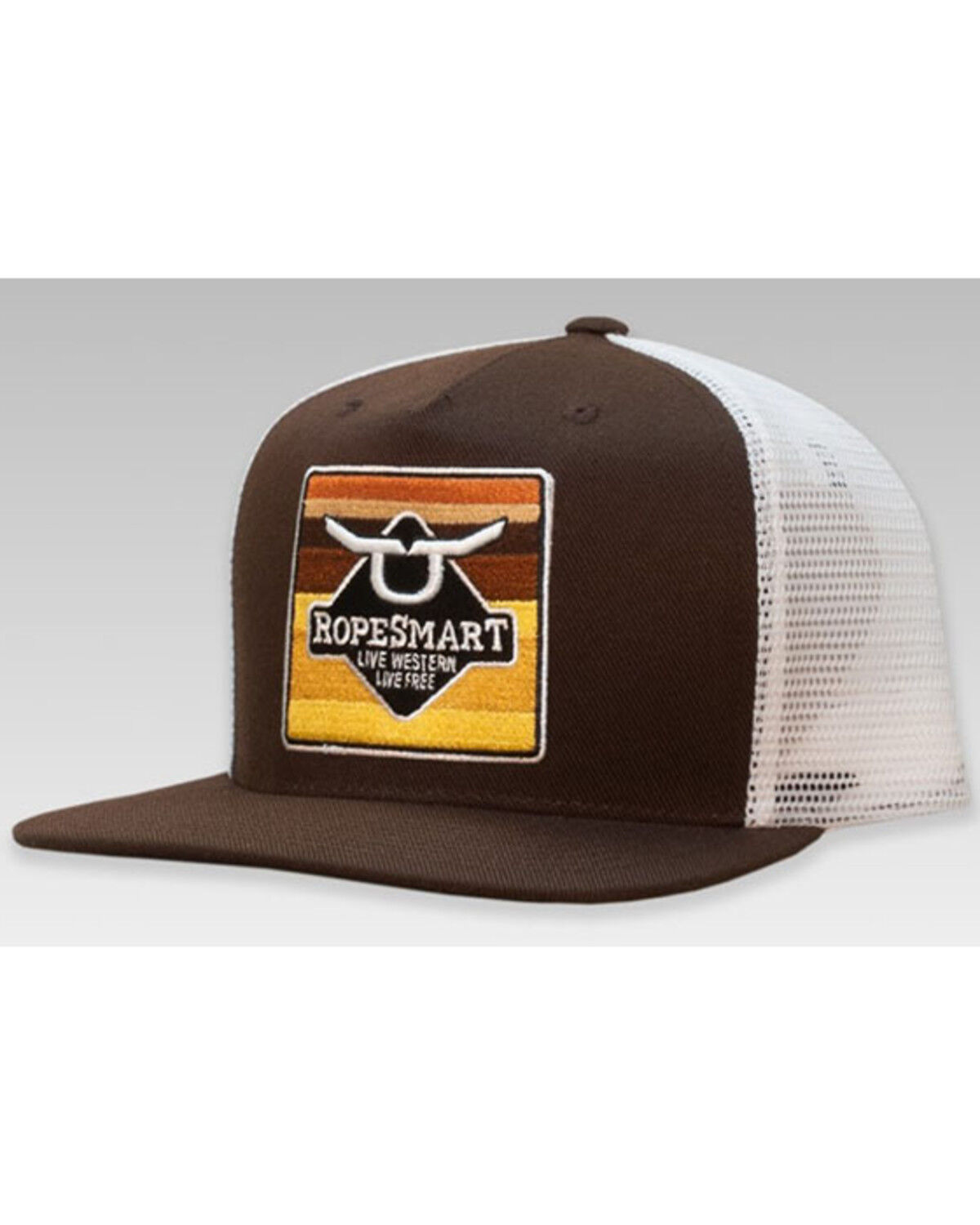 Image #1 - Ropesmart Men's Brown Solo Serape Steerhead Embroidered Patch Mesh-Back Ball Cap, Brown, hi-res