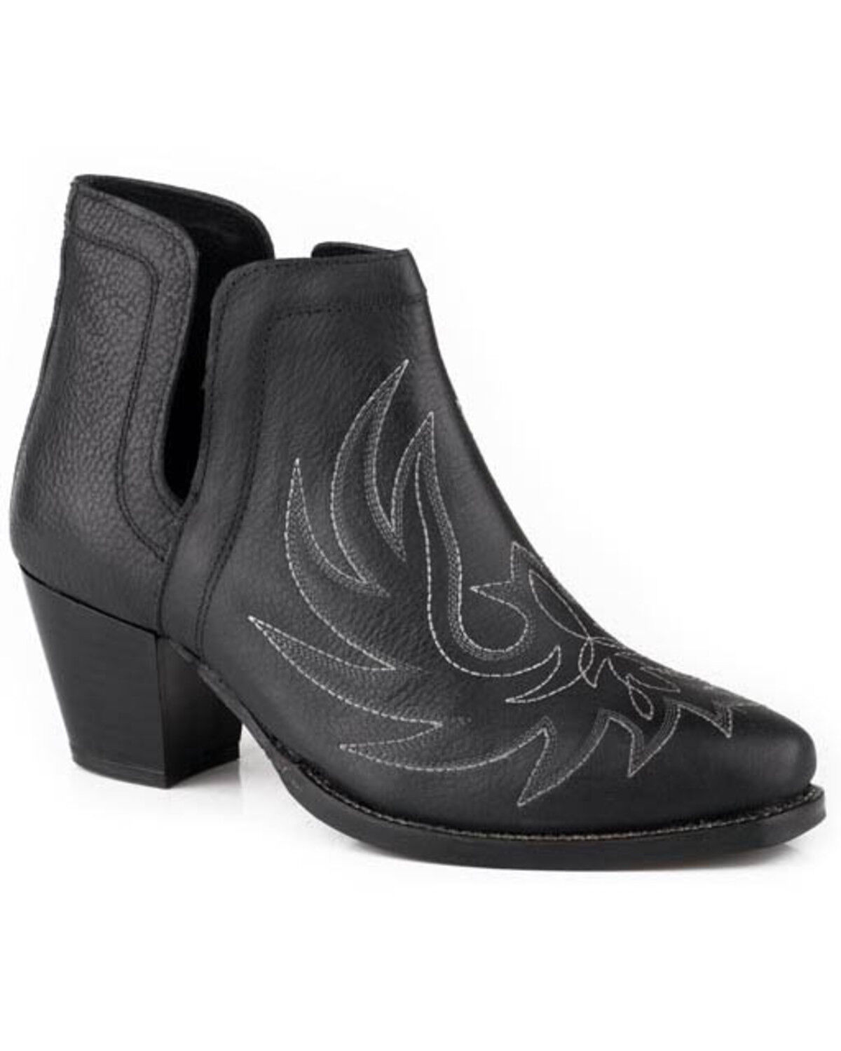 Image #1 - Roper Women's Rowdy Western Booties - Snip Toe, Black, hi-res