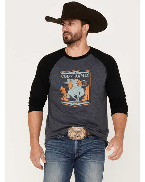 Cody James Men's Canyon Bronco Graphic Raglan T-Shirt, Navy, hi-res