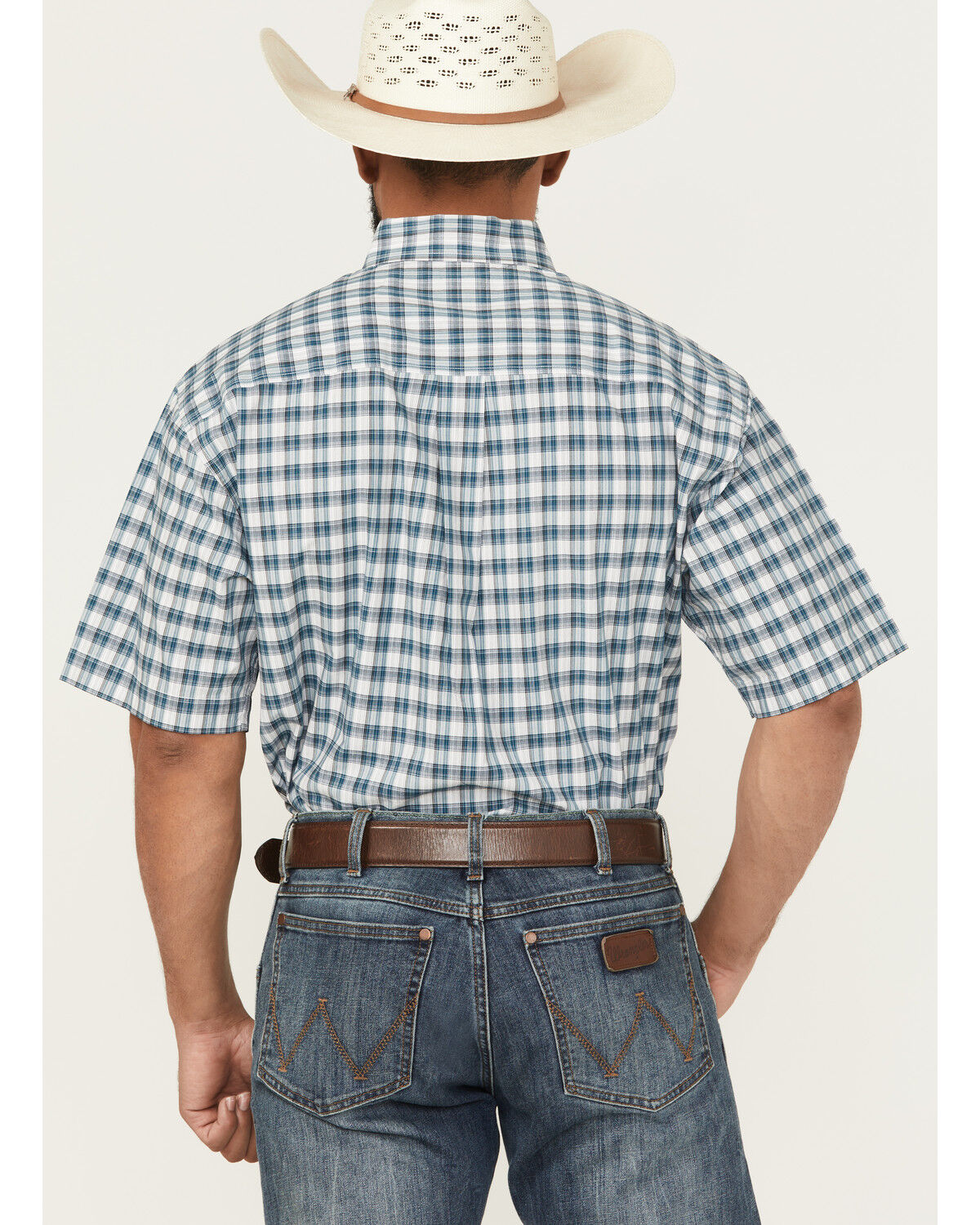 Image #4 - Cinch Men's Plaid Print Short Sleeve Button-Down Western Shirt, Cream, hi-res