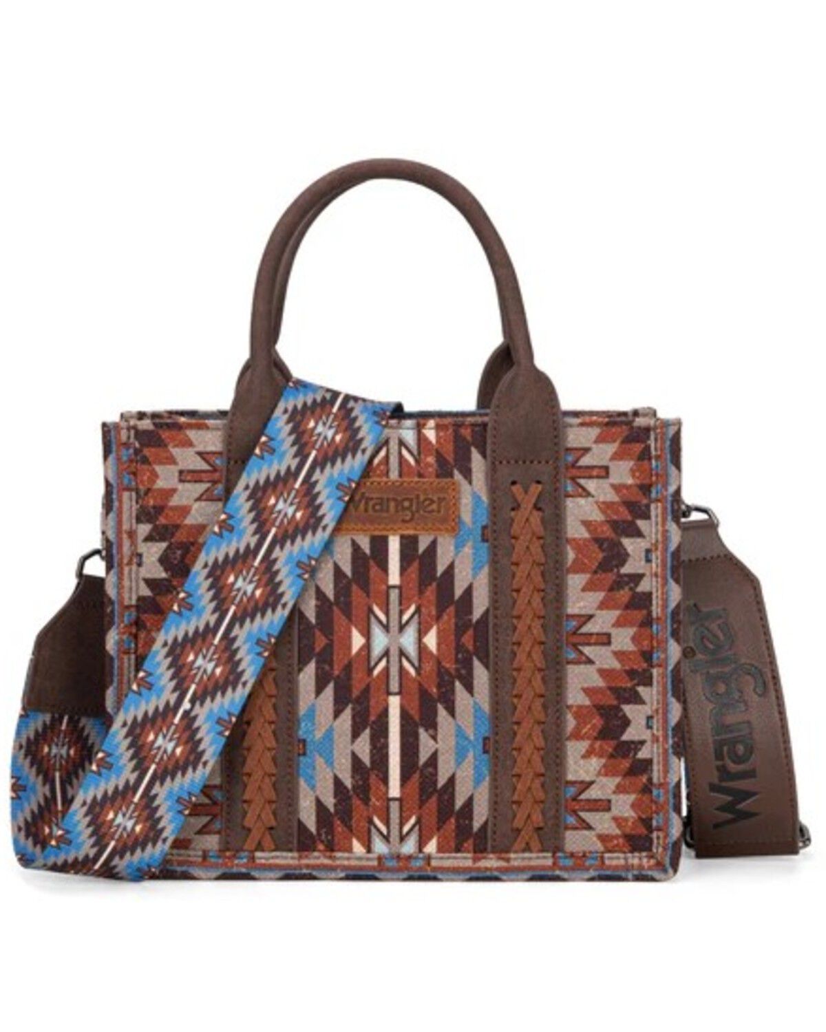 Image #2 - Wrangler Women's Southwestern Print Canvas Crossbody Bag, Coffee, hi-res
