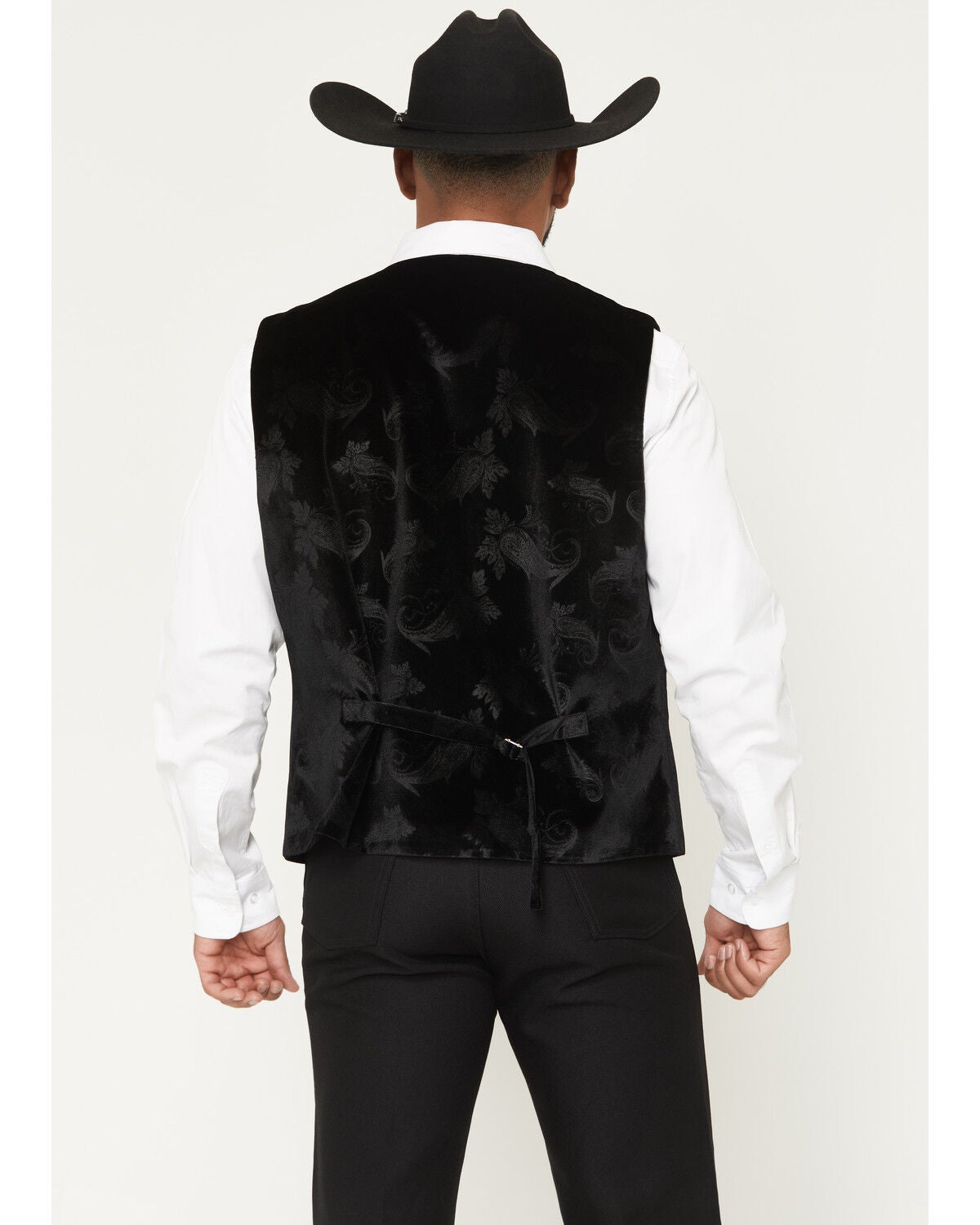 Image #4 - Cody James Men's Velvet Paisley Print Western Dress Vest, Black, hi-res
