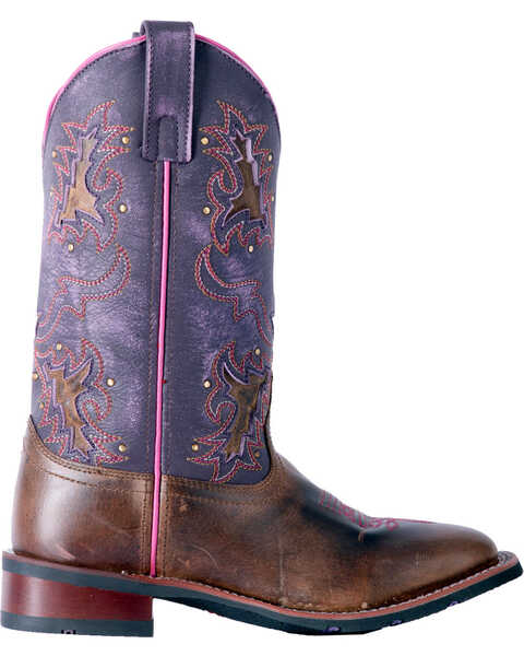 Image #2 - Laredo Women's Lola Purple Tan Inlay Western Performance Boots - Square Toe, Tan, hi-res