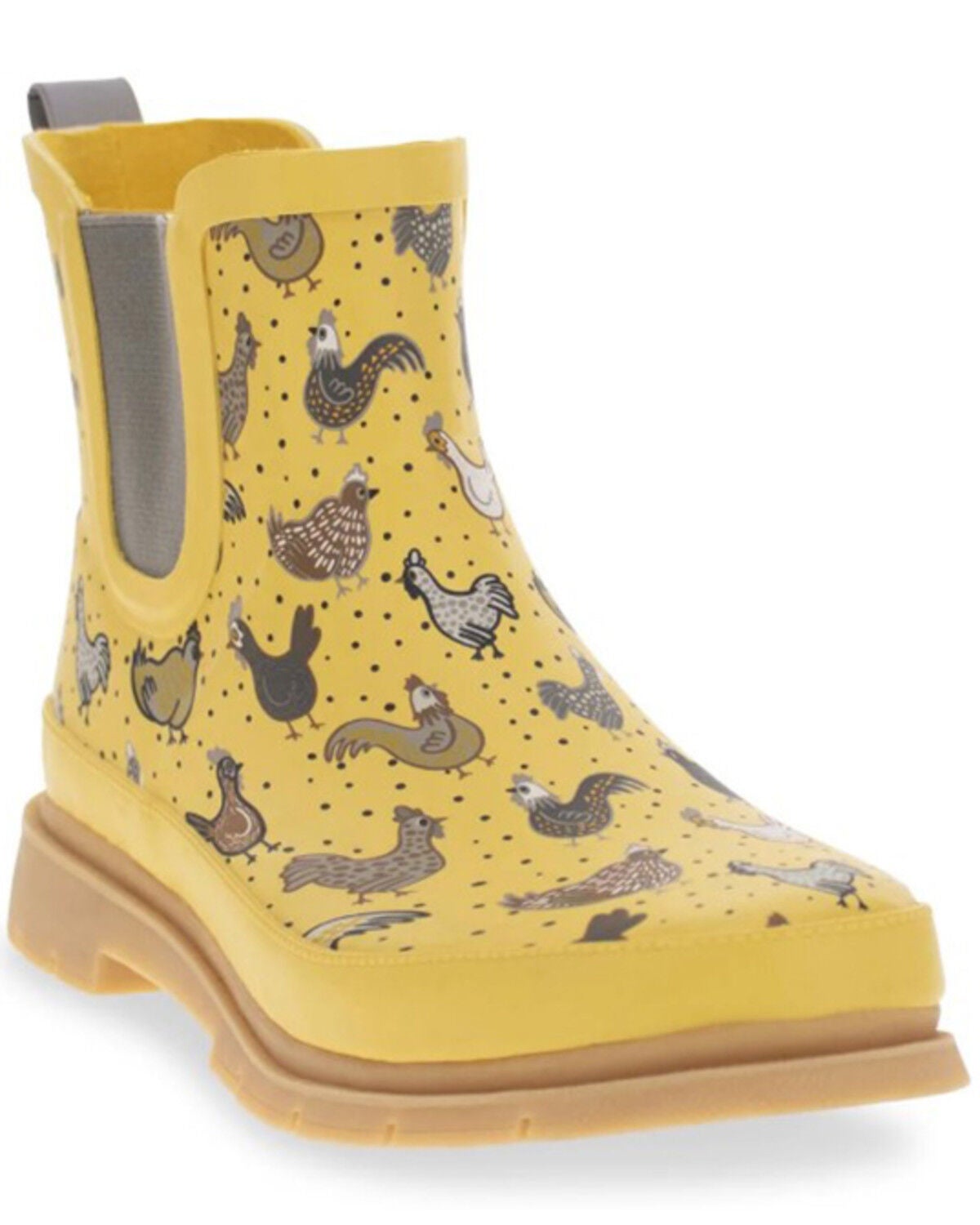 Western Chief Women's Hen Frenzy Chelsea Rain Boots - Round Toe, Yellow, hi-res
