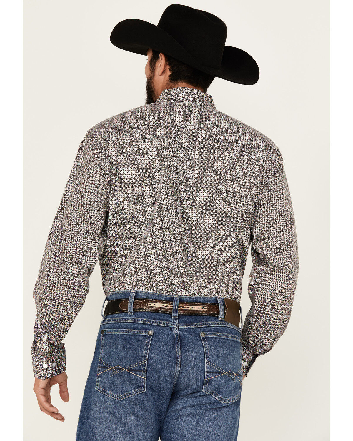 Image #4 - Cinch Men's Geo Print Long Sleeve Button-Down Western Shirt, Peach, hi-res