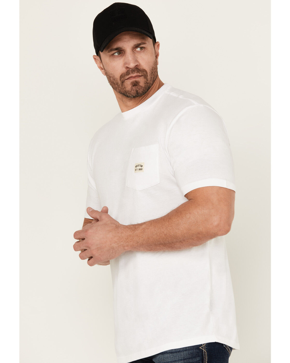 Image #2 - Brixton Men's Woodburn Short Sleeve Pocket T-Shirt, White, hi-res