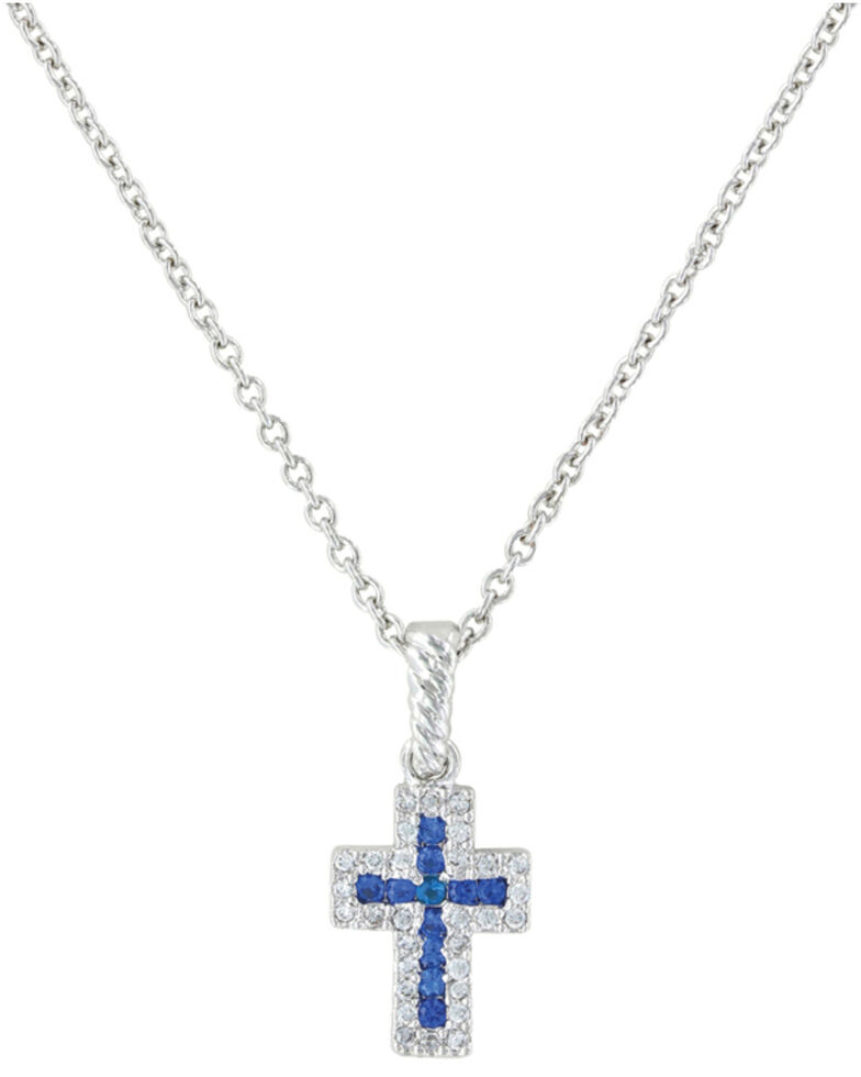 Montana Silversmiths Faith Found in the River Lights Cross Necklace, Silver, hi-res
