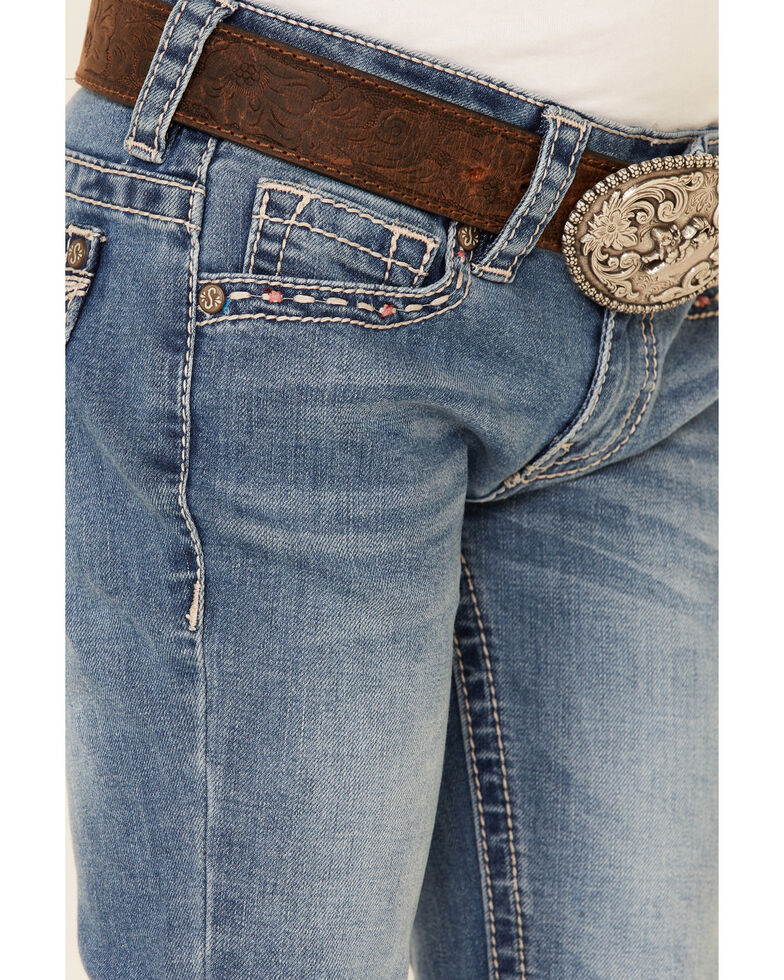 Shyanne Girls' Medium Wash Longhorn Pocket Regular Bootcut Jeans - Little, Blue, hi-res