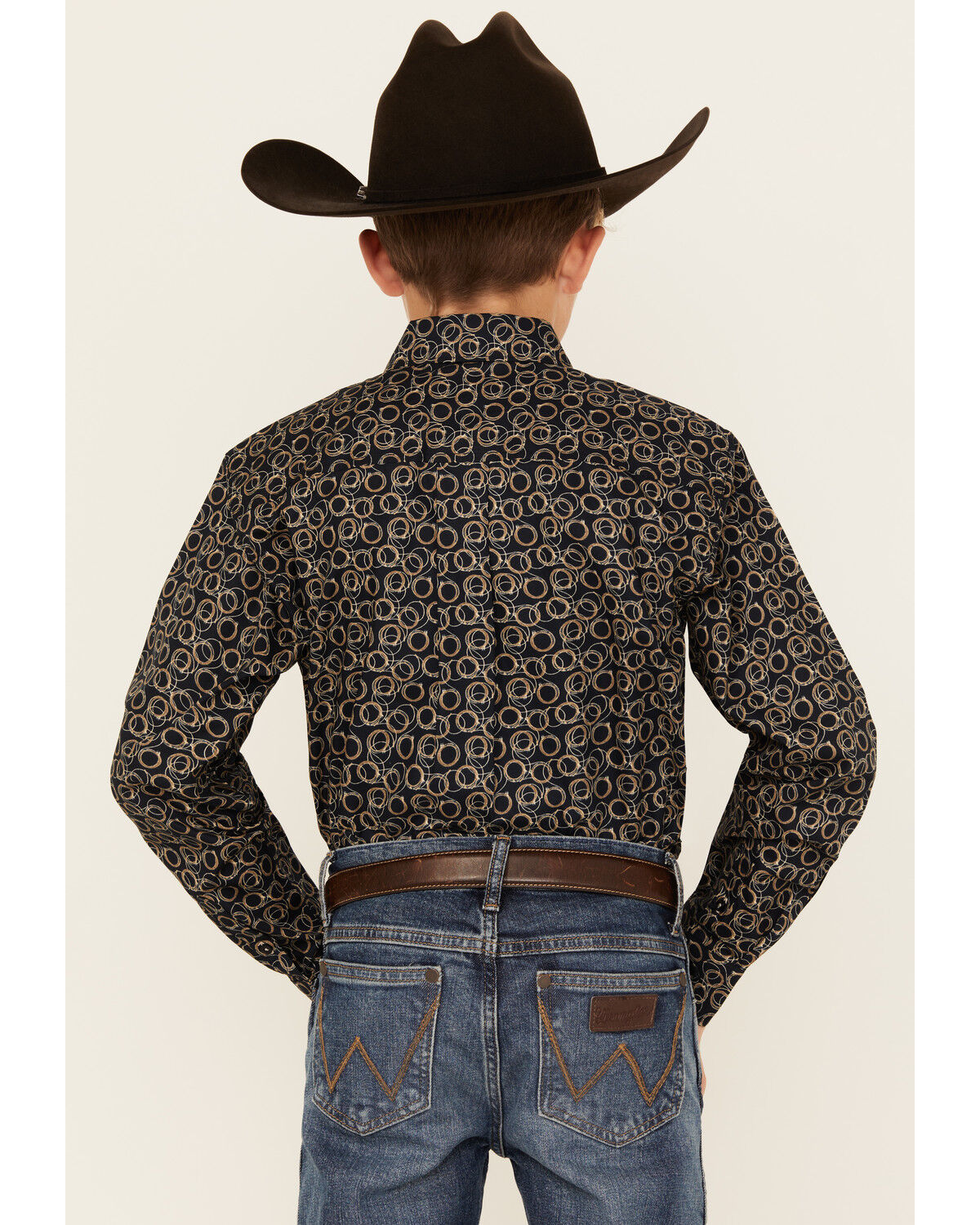 Image #4 - Cinch Boys' Geo Print Long Sleeve Button-Down Western Shirt, Navy, hi-res