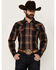 Image #1 - Cody James Men's Trouble Plaid Print Long Sleeve Snap Western Shirt - Tall, Navy, hi-res
