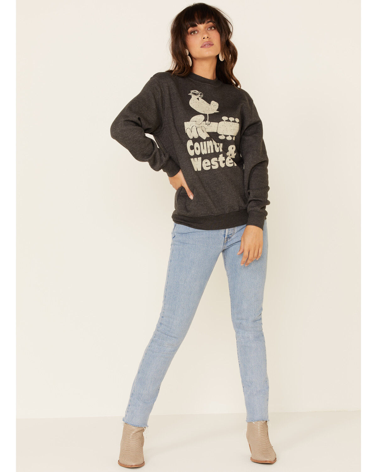 Image #2 - Country Deep Women's Country N Western Vintage Graphic Concert Tee, Charcoal, hi-res