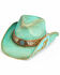 Image #1 - Shyanne Women's Cactus Flower Straw Cowboy Hat, Blue, hi-res