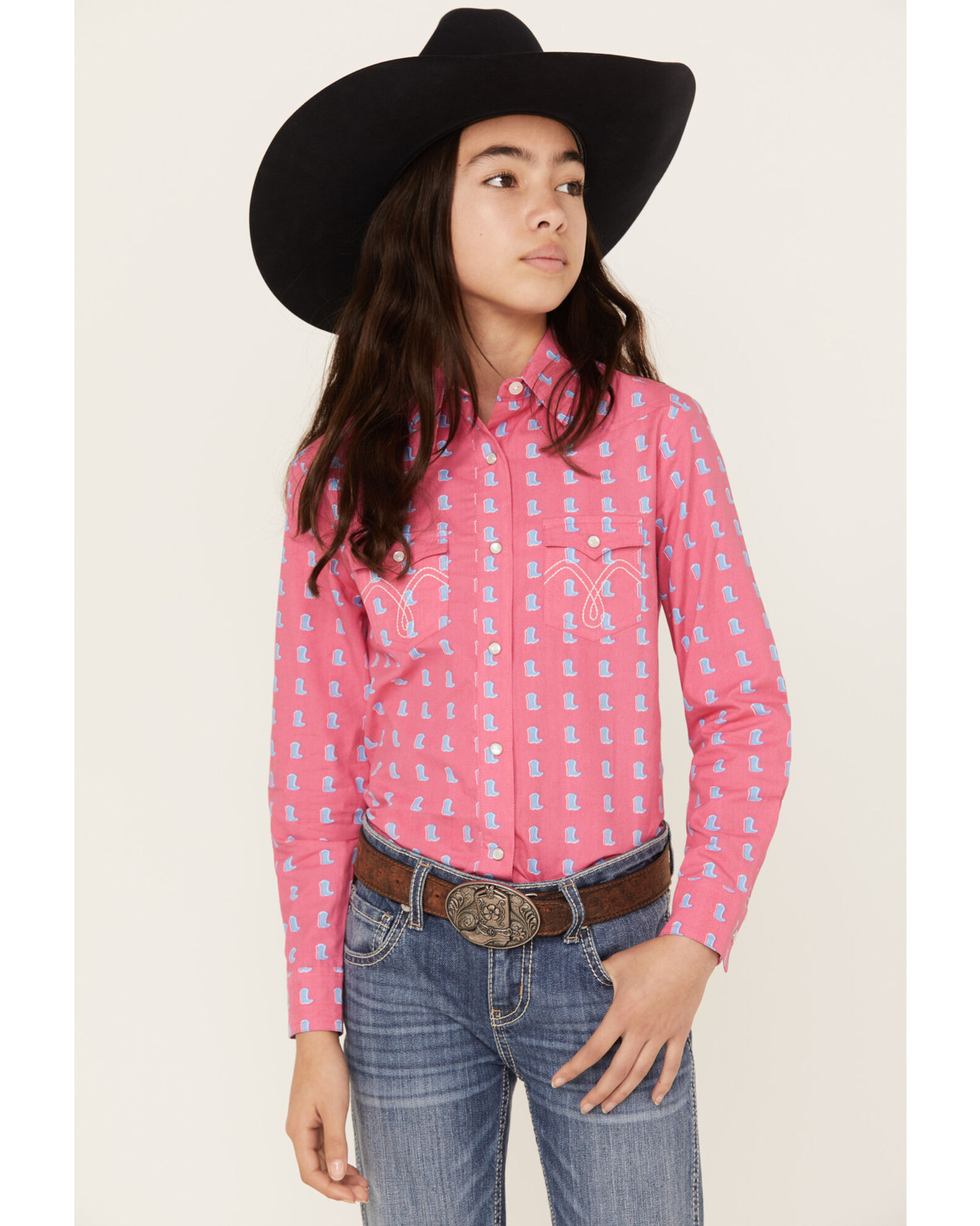 Pink pearl discount snap western shirt