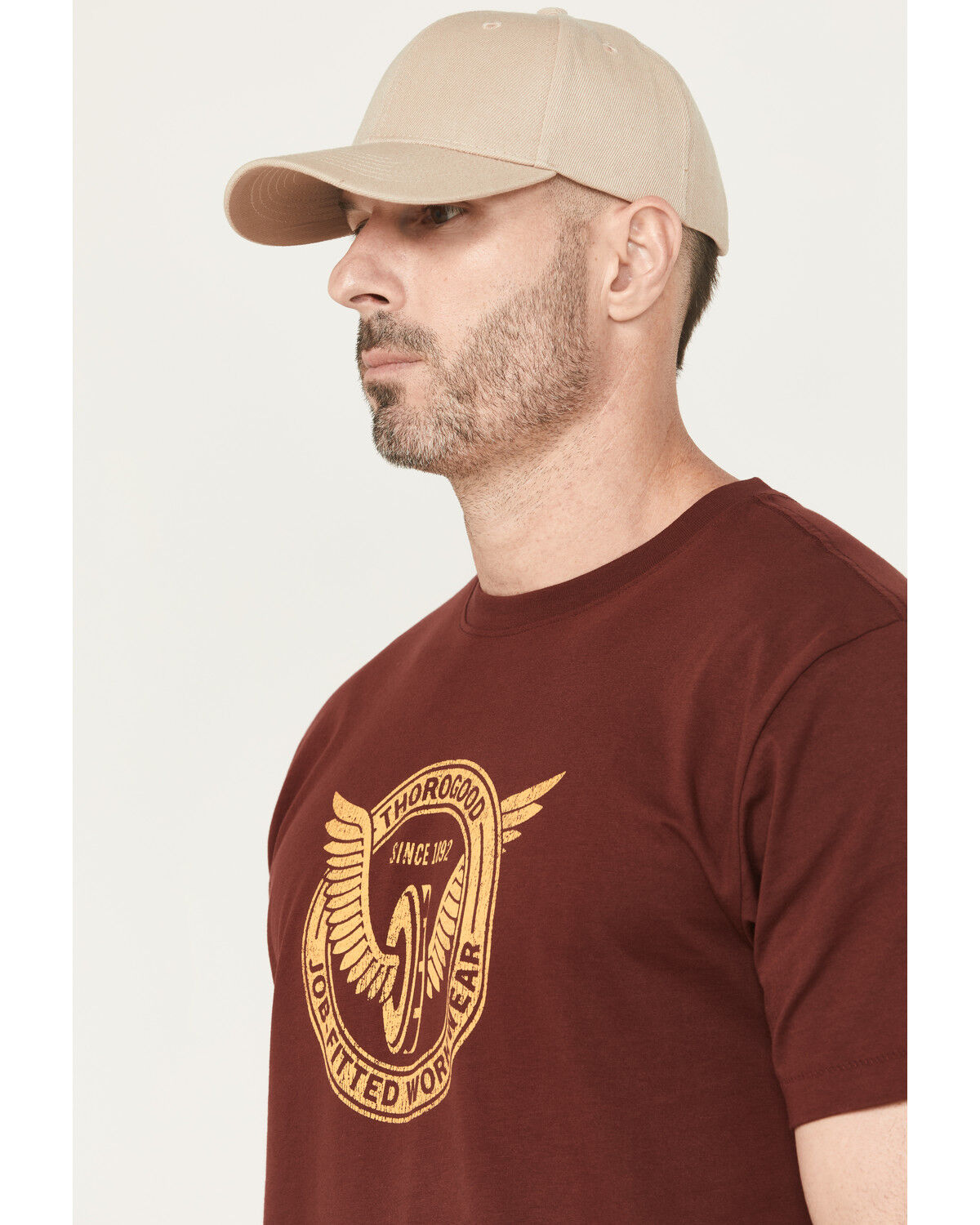 Image #2 - Thorogood Men's Wing & Wheel Short Sleeve Graphic Work T-Shirt, Dark Red, hi-res