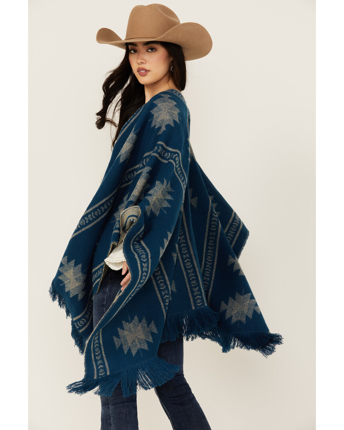 Image #4 - Idyllwind Women's Fesslers Reversible Shawl, Indigo, hi-res