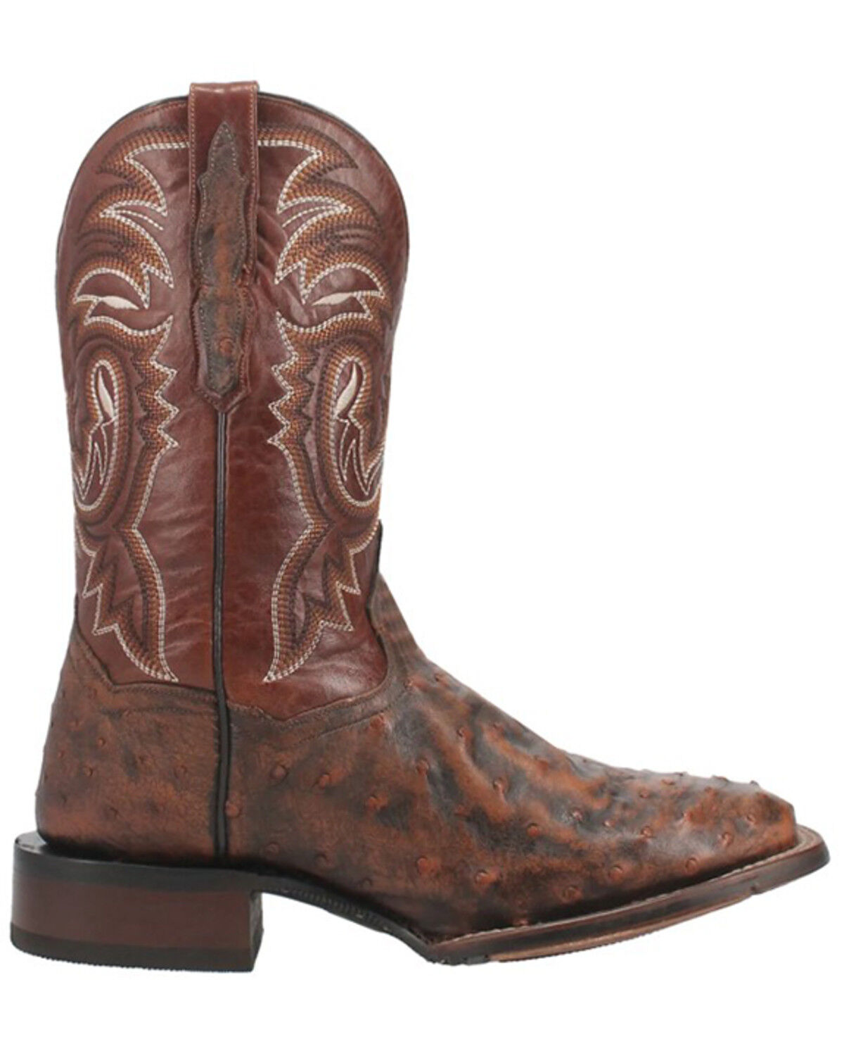 Image #2 - Dan Post Men's Dillinger Full Quill Ostrich Western Boots - Broad Square Toe, Brown, hi-res