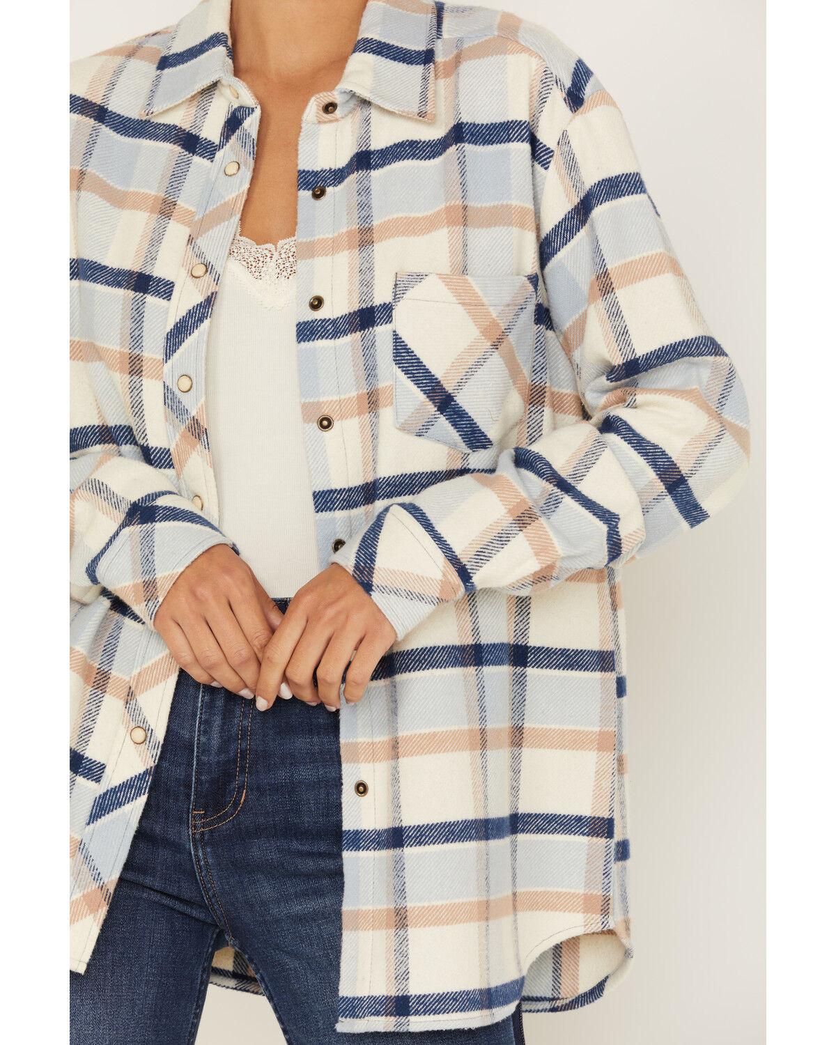 Image #3 - Idyllwind Women's Plaid Print Rendon Flannel Shirt, Blue, hi-res