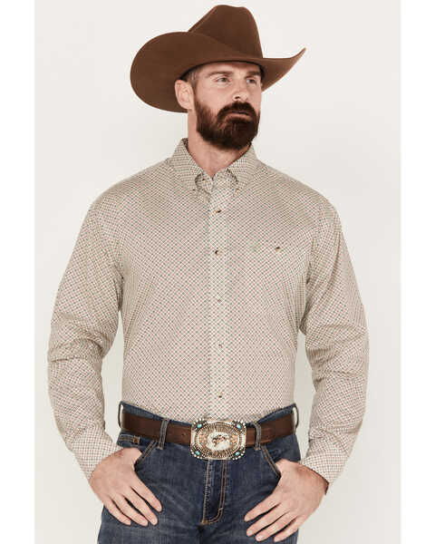 Image #1 - George Strait by Wrangler Men's Button-Down Long Sleeve Western Shirt, Olive, hi-res