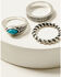 Image #3 - Shyanne Women's Steer Head and Feather Ring Set - 5 Piece, Turquoise, hi-res