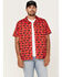 Image #1 - Cinch Men's Camp Trailblazer Truck Print Short Sleeve Button Down Western Shirt , Red, hi-res