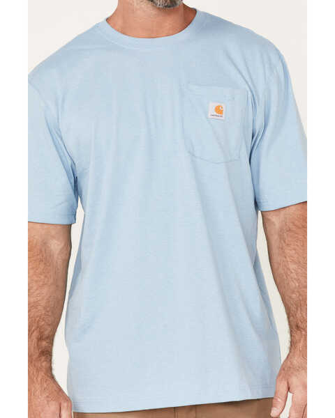 Image #3 - Carhartt Men's Loose Fit Heavyweight Logo Pocket Work T-Shirt, Light Blue, hi-res