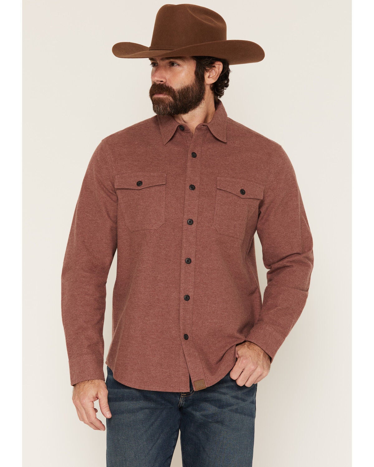 Dakota Grizzly Men's Major Solid Long Sleeve Button-Down Flannel Shirt, Rust Copper, hi-res