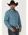 Image #1 - Wrangler Retro Men's Plaid Print Long Sleeve Snap Western Shirt - Tall, Turquoise, hi-res