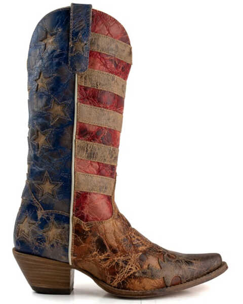 Image #2 - Dan Post Women's Stars & Stripes Western Boots - Snip Toe, Red/white/blue, hi-res