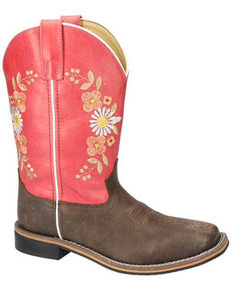 Smoky Mountain Women's Desert Flowers Western Boots - Broad Square Toe , Chocolate, hi-res