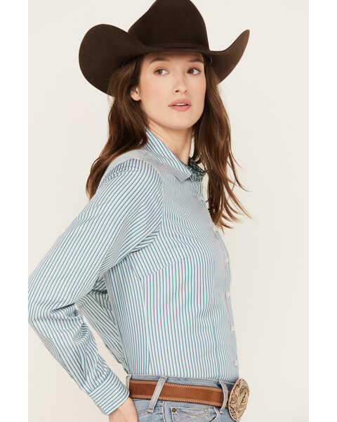 Image #2 - Cinch Women's Striped Long Sleeve Button Down Western Shirt, Multi, hi-res