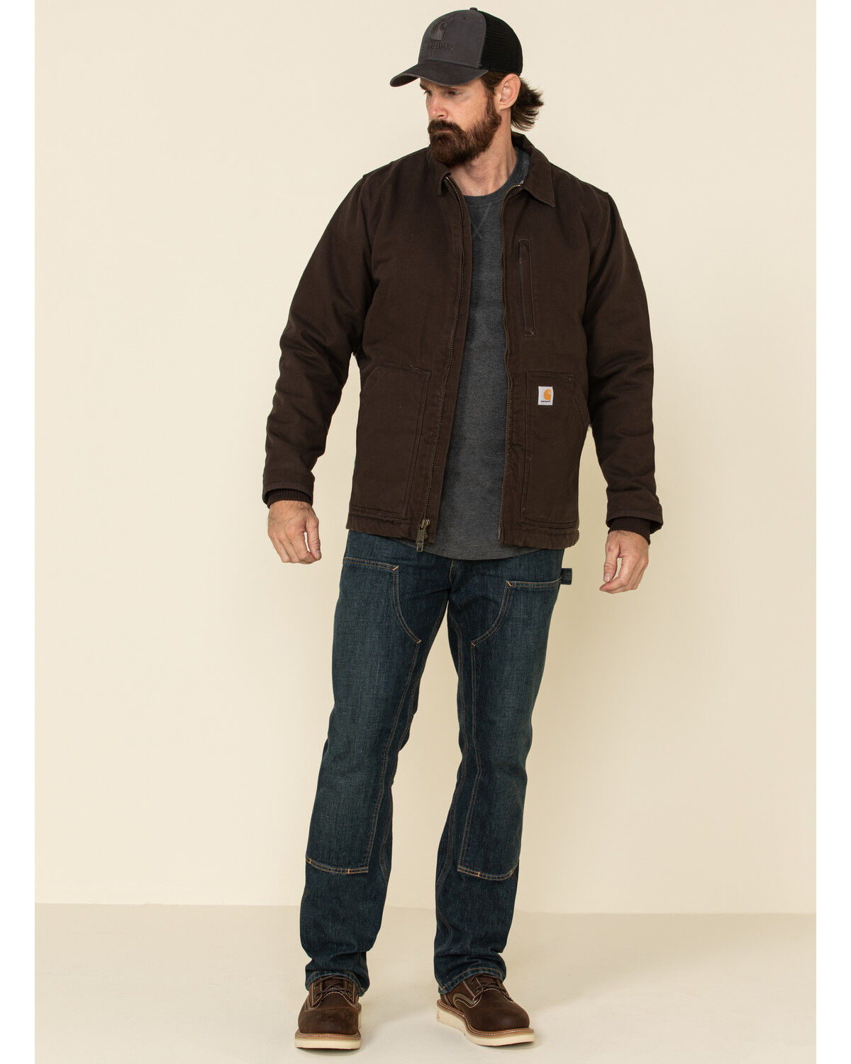 Image #2 - Carhartt Men's Dark Brown Washed Duck Sherpa Lined Work Coat - Big, Dark Brown, hi-res