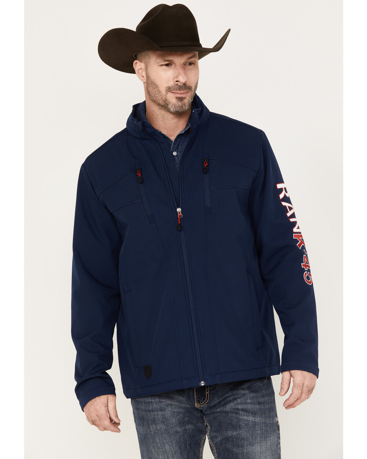 Image #2 - RANK 45® Men's Arlington Embroidered Softshell Jacket, Navy, hi-res