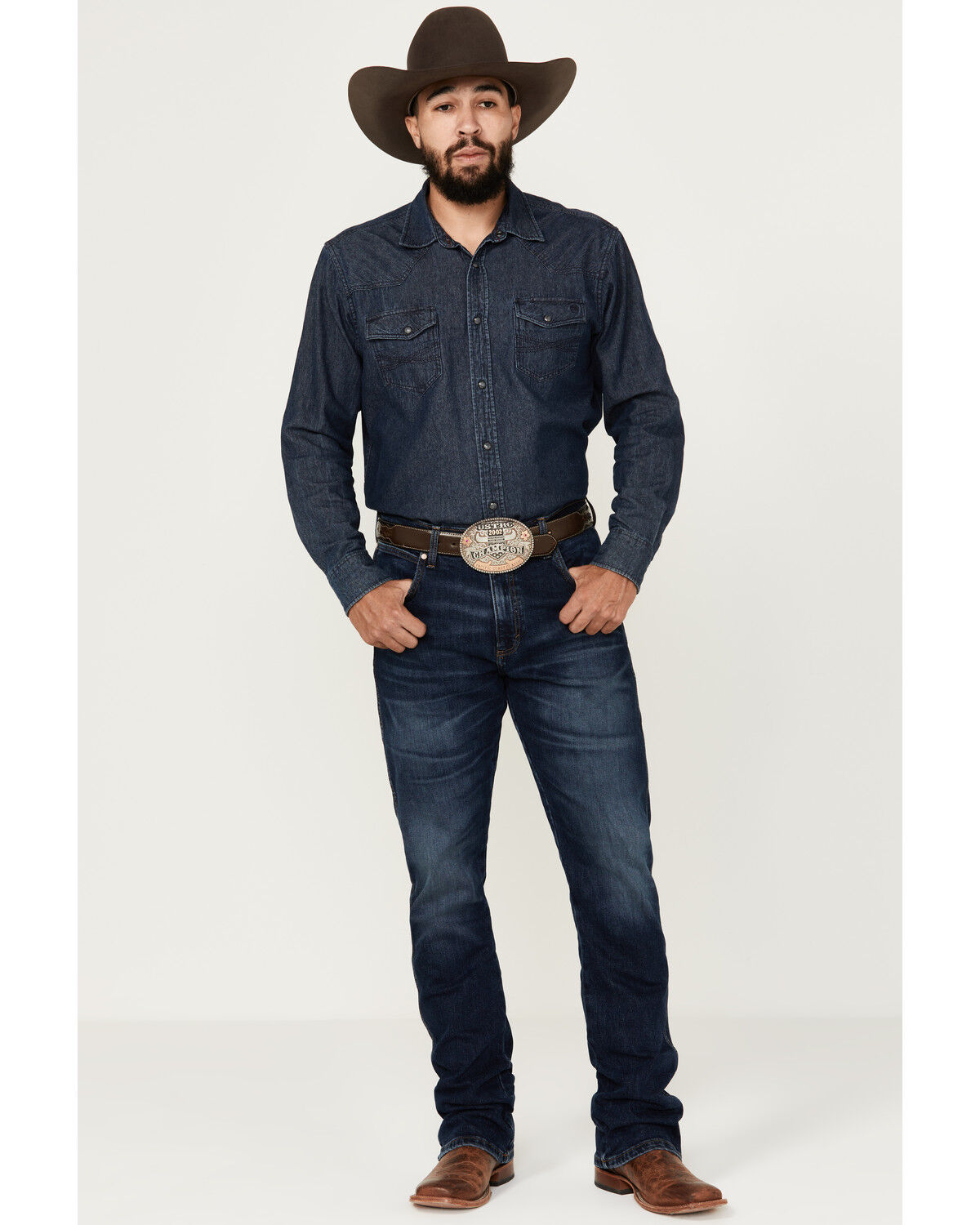Image #1 - Wrangler Retro Men's Fenholloway Dark Wash Slim Bootcut Stretch Premium Green Jeans, Dark Wash, hi-res