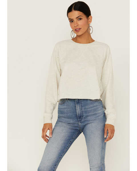 Image #1 - Shyanne Women's Oat French Terry Side Detail Top, Oatmeal, hi-res