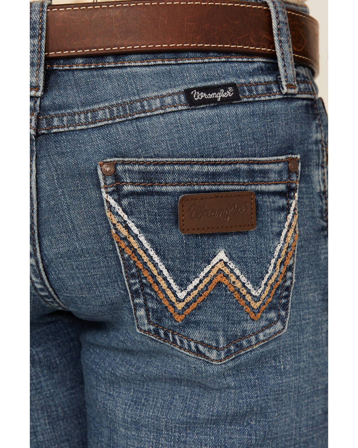 Image #4 - Wrangler Girls' Hanna Dark Wash Bootcut Stretch Denim Jeans, Dark Wash, hi-res
