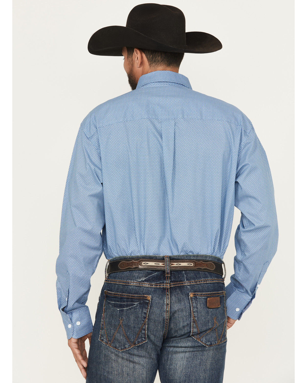 Image #4 - George Strait by Wrangler Men's Geo Print Long Sleeve Button-Down Stretch Western Shirt - Tall, Blue, hi-res