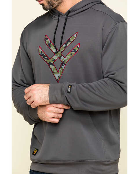 Image #4 - Hawx Men's Gray Tech Logo Hooded Work Sweatshirt - Tall , Dark Grey, hi-res