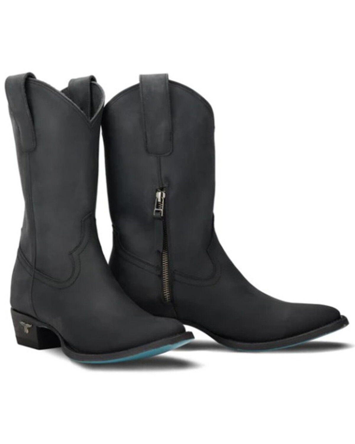Image #1 - Lane Women's Plain Jane Midi Western Boots - Round Toe, Black, hi-res
