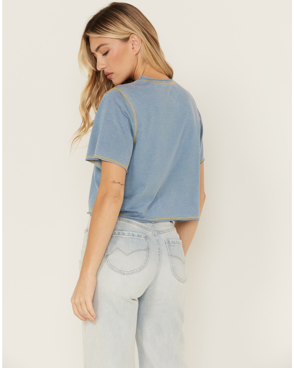 Image #4 - Cleo + Wolf Women's Desert Festival Short Sleeve Graphic Tee, Steel Blue, hi-res