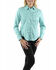 Image #1 - Scully Women's Floral Embroidered Long Sleeve Snap Western Shirt, Turquoise, hi-res