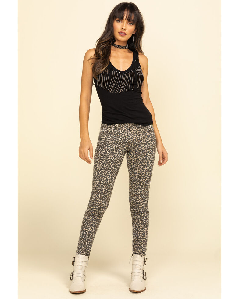 Rock & Roll Denim Women's Leopard Print Skinny Jeans , Blue, hi-res