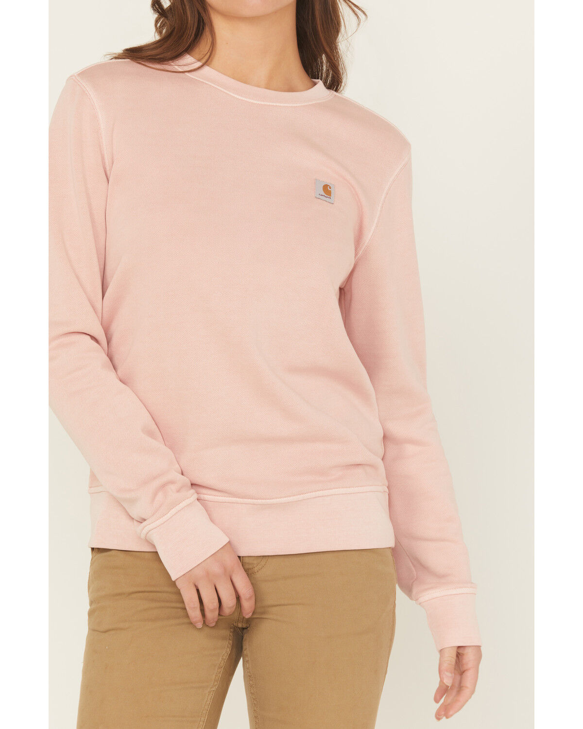 Image #3 - Carhartt Women's TENCEL™ Fiber Series Relaxed Fit Midweight French Terry Sweatshirt, Rose, hi-res