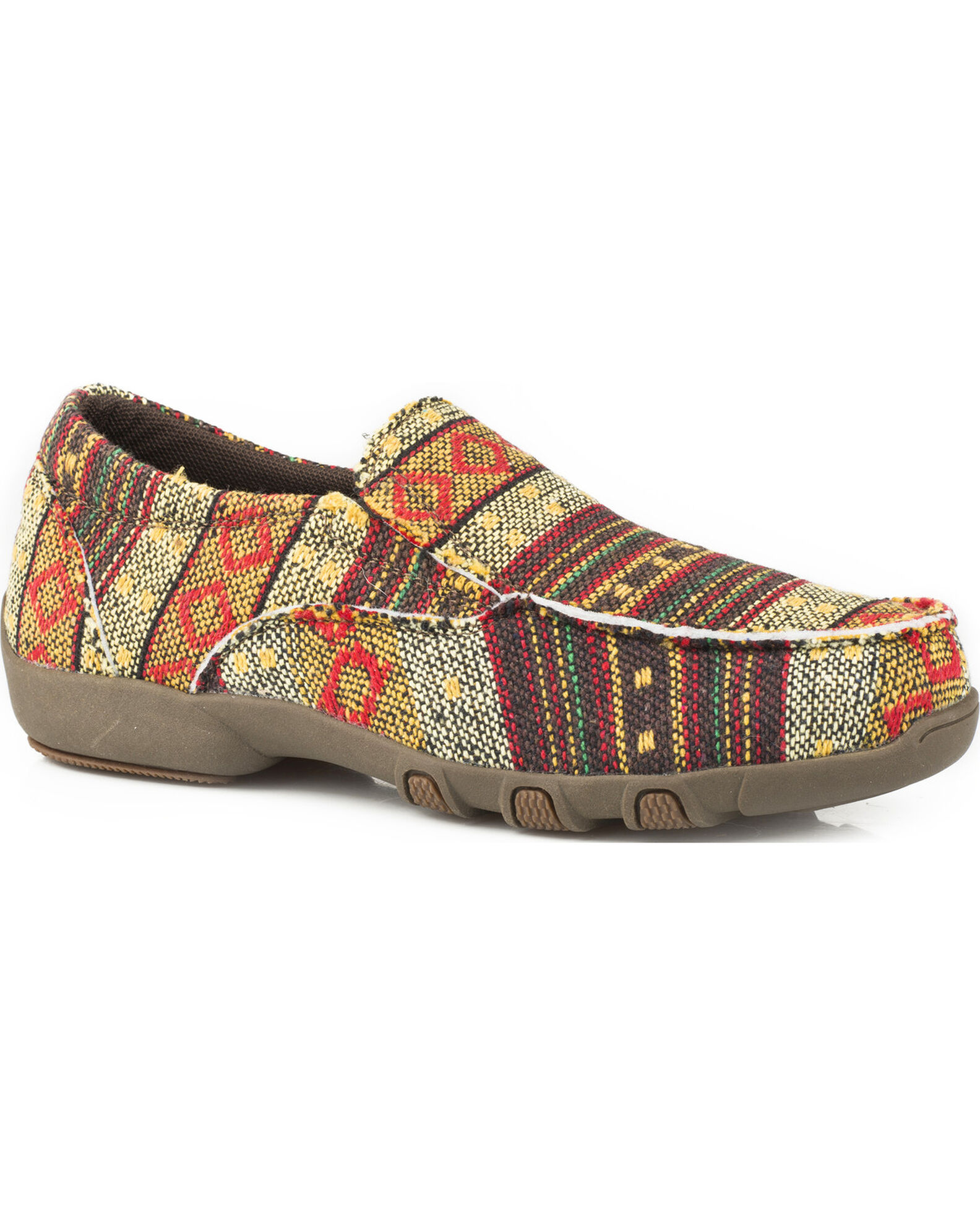 Roper Girls Johnnie Multicolor Southwestern Driving Mocs Moc Toe