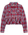 Levi's Girls' Red Plaid Peplum Hem Long Sleeve Button-Down Crop Top , Red, hi-res