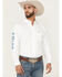 Image #1 - Ariat Men's Team Logo Solid Long Sleeve Button-Down Western Shirt - Tall, White, hi-res