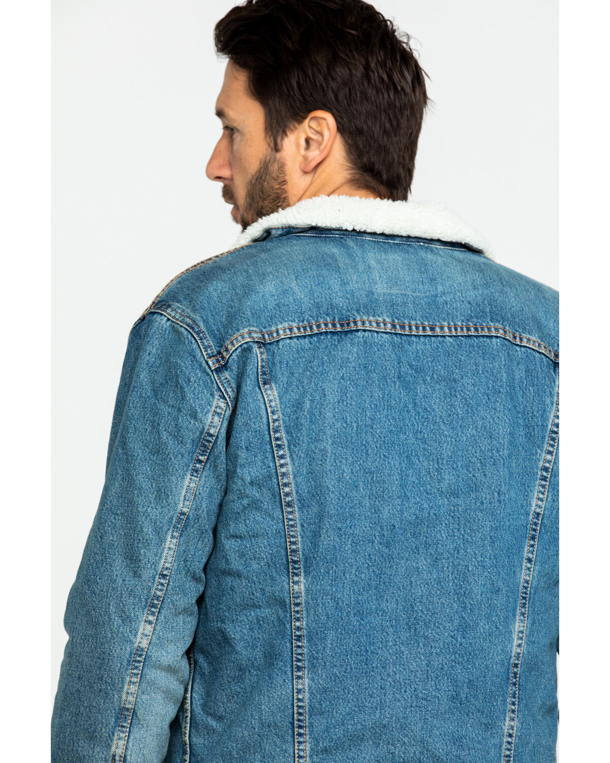 Image #5 - Levi's Men's Juniper Sherpa Lined Trucker Denim Jacket, Blue, hi-res