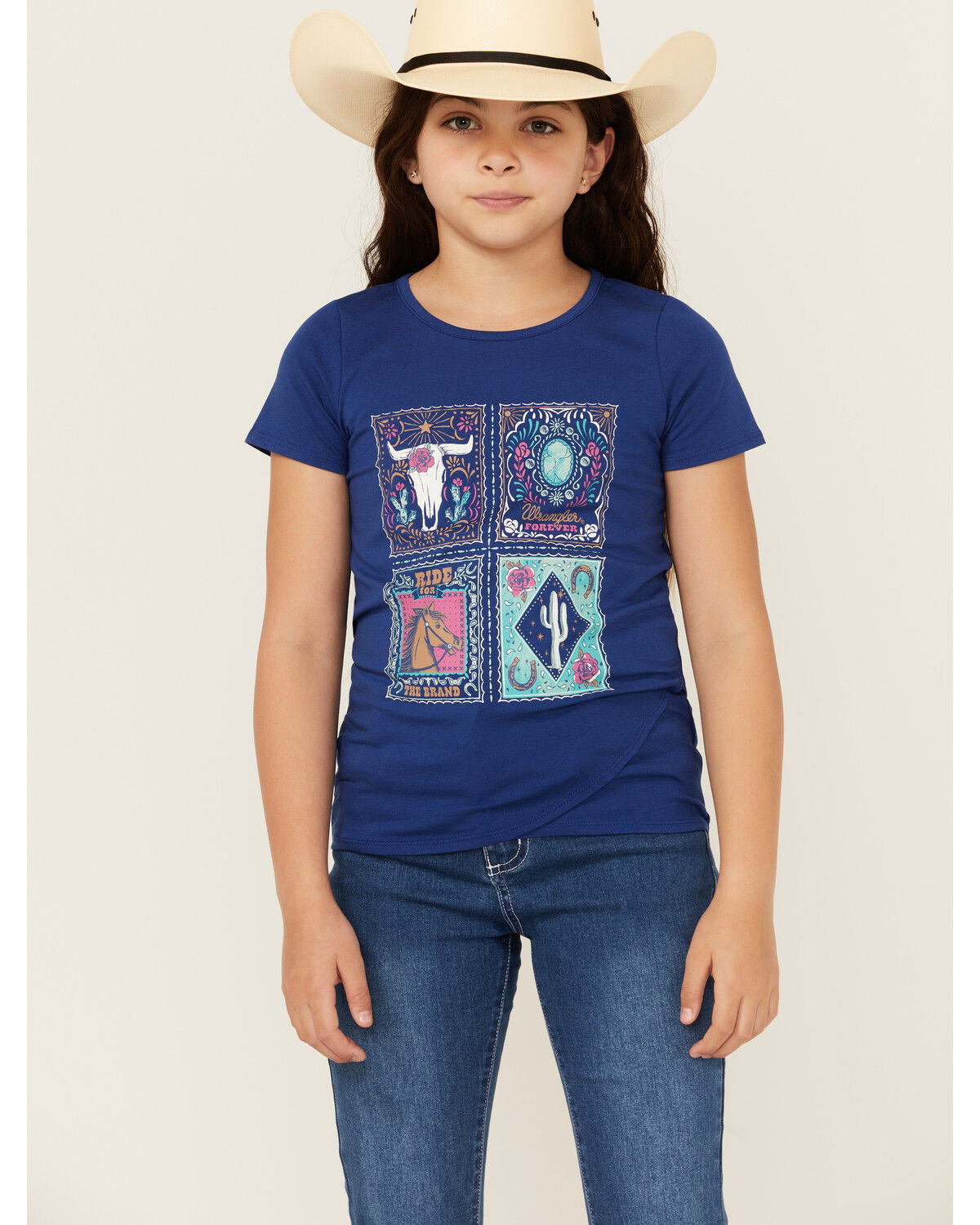 Image #1 - Wrangler Girls' Western Tiles Short Sleeve Graphic Tee, , hi-res