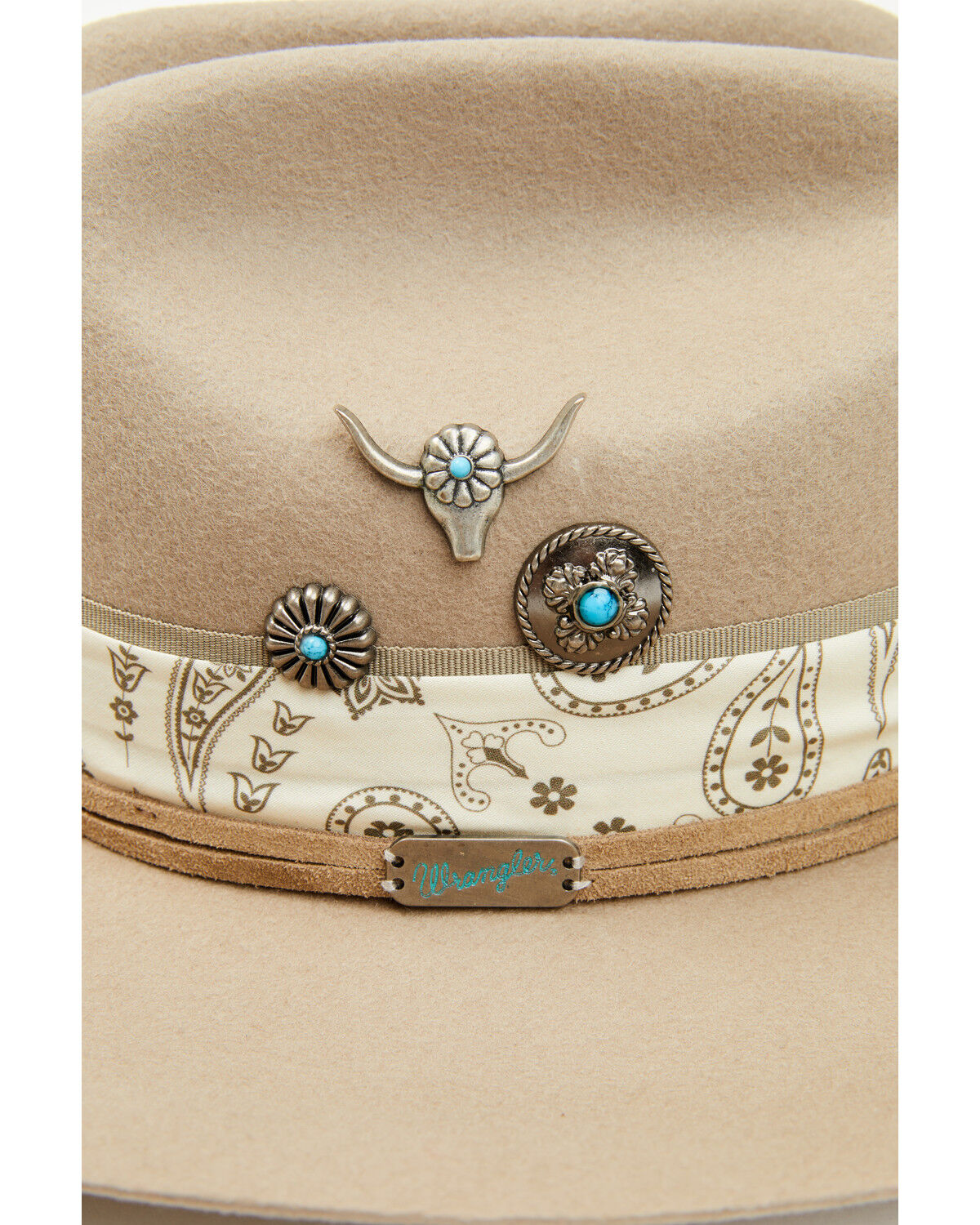 Image #4 - Wrangler Women's Layered Band And Concho Felt Cowboy Hat, Sand, hi-res
