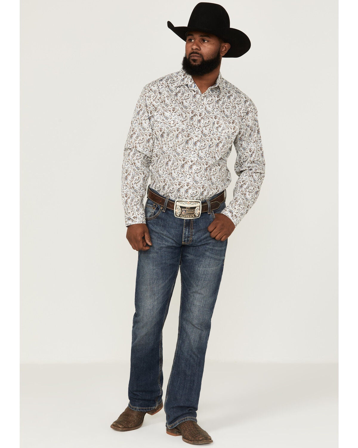 Paisley Print Snap Western Shirt 
